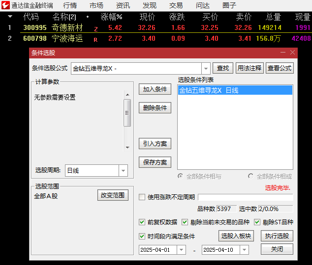 通达信【金钻五维寻龙】主图/副图/选股指标公式,五维过滤,定位强势股起爆点!