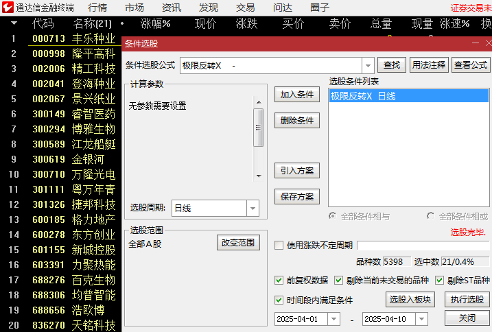 通达信【极限反转】幅图与选股指标公式,暴跌后的黄金买点,当下行情的最优解决方案!