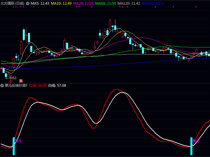 通达信〖黑马反转抄底〗副图选股公式,判断股票的短期超卖状态和潜在反转信号